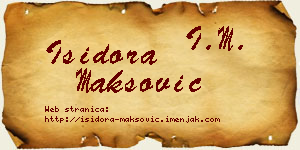 Isidora Maksović vizit kartica